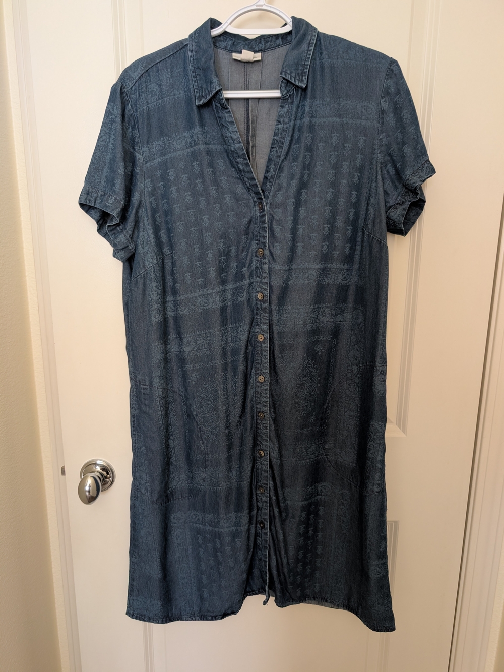 J. Jill Washed Indigo Button-Front Midi Dress